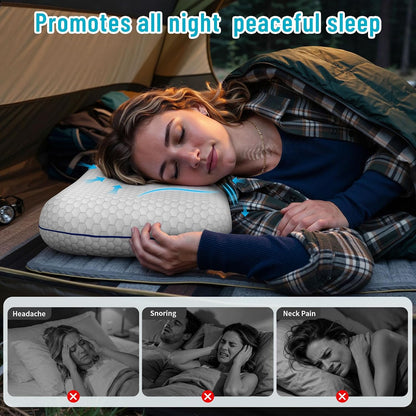 CushyOasis Memory Foam Pillows for Sleeping, Firm Bed Pillow, Standard Size