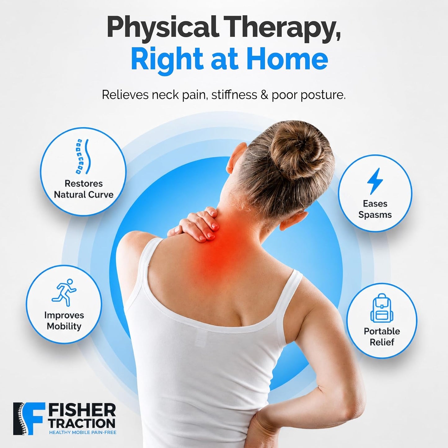 Fisher Traction Lower Back Decompression Device – Lumbar Traction for Spinal Decompression – Patented Stretcher Strap Release for Spinal Rehydration – Lightweight & Portable (Under 230 lbs)
