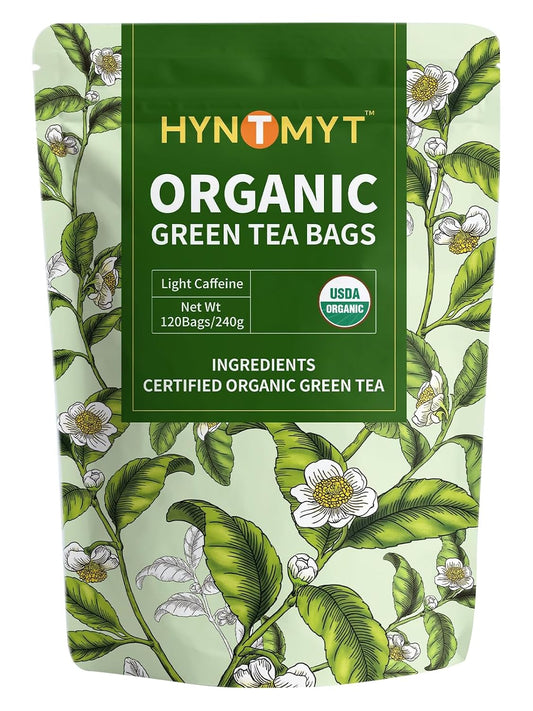 HYNTMYT Organic Green Tea Bags 120 Count, USDA Organic Tea, Antioxidants