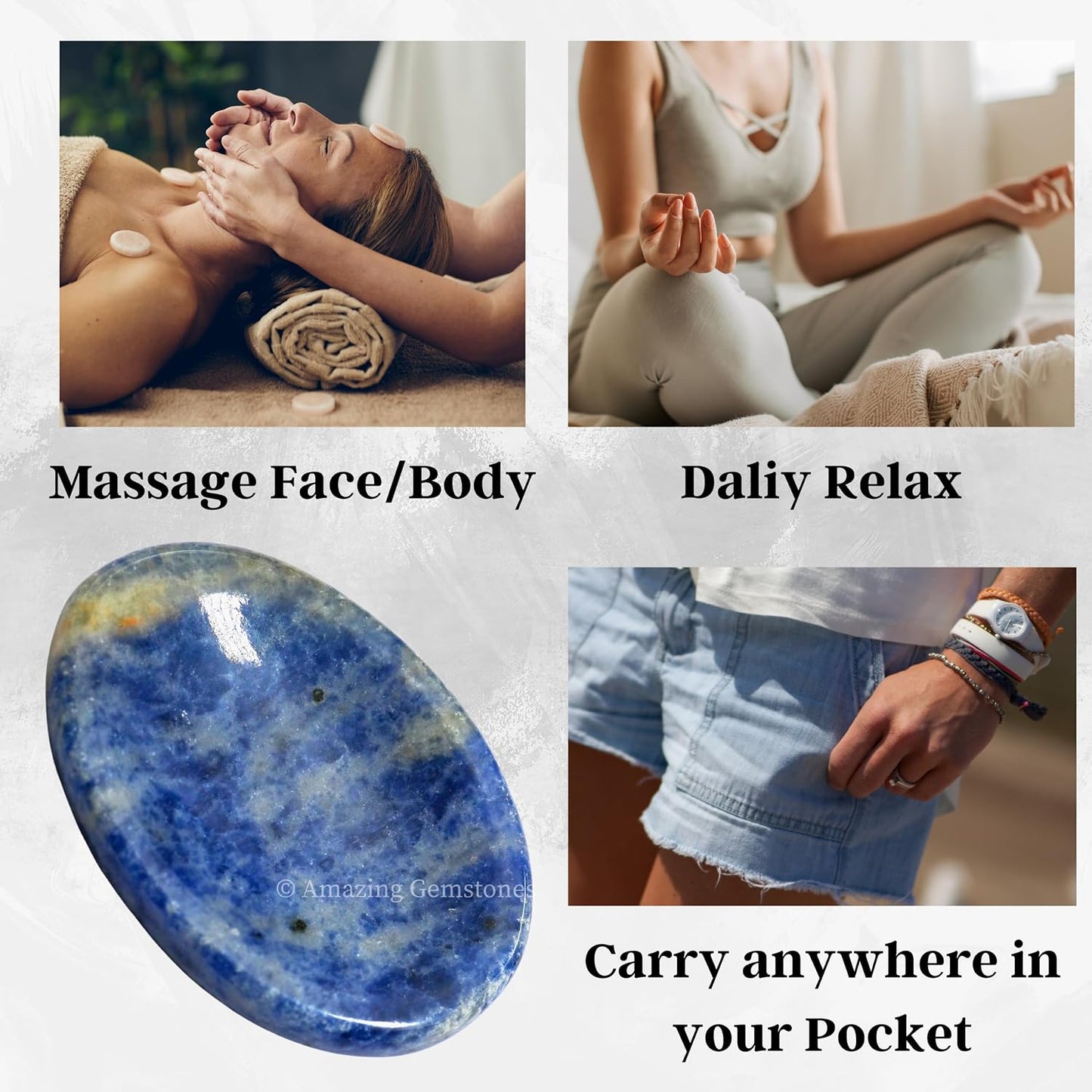 Amazing Gemstone Labradorite Thumb Worry Stone, Anxiety Stone, Healing Crystals - Piedra Crystal Fidget for Gift, Meditation, Calming, Relaxation, Stress Relief - Colors C