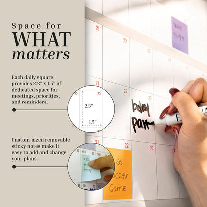 ETERNA GOODS Undated Giant Wall Calendar | 4ft x 3ft Full-Year Dry Erase Planner Start Anytime, Own The Year Jumbo Whiteboard Wall Calendar, Includes Markers, Stickers & Mounting Kit, for Home or Office
