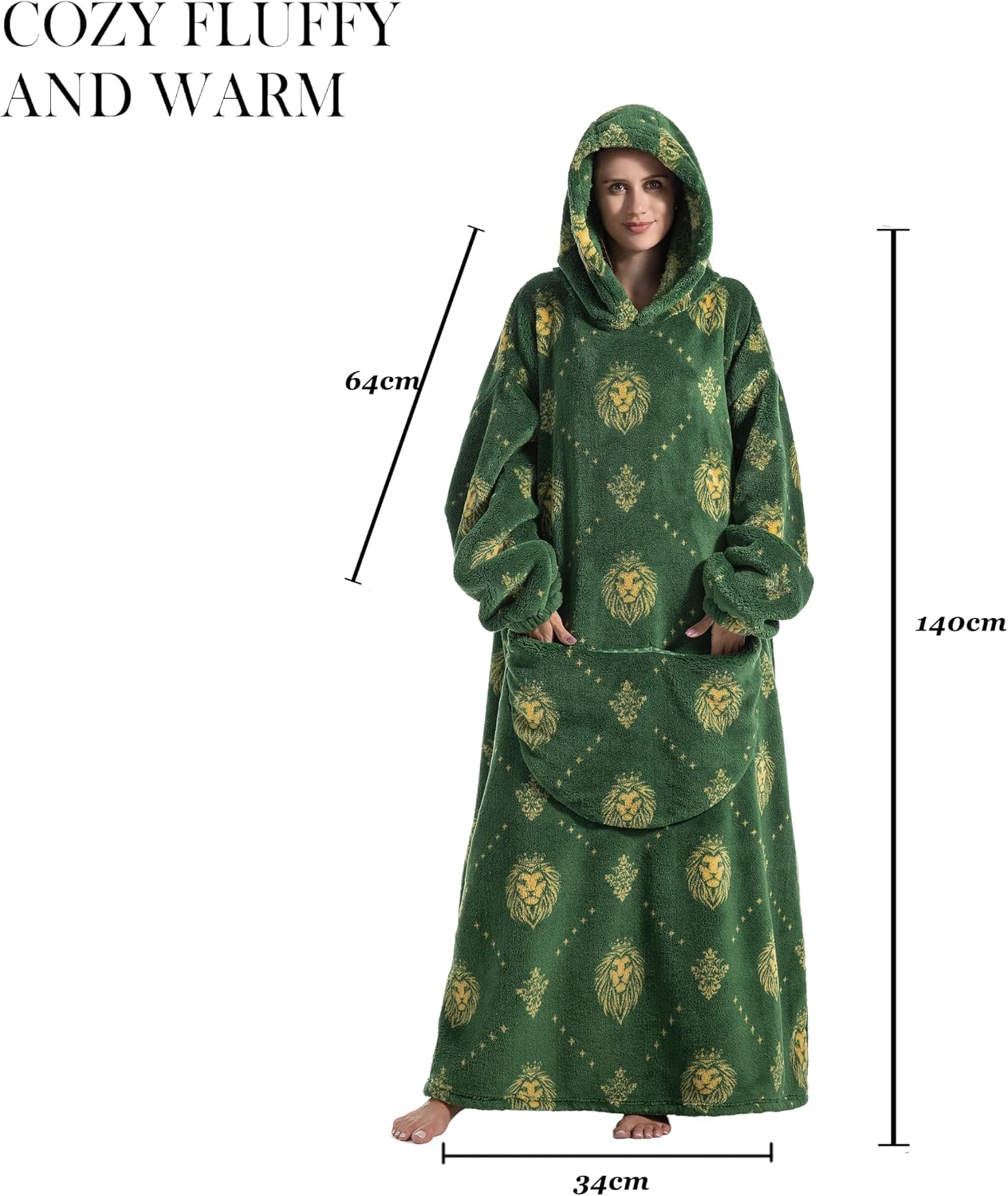 Capecage Blanket Hoodie, Long Hooded Blanket Sweatshirt as Birthday Gifts for Women Men, Long Wearable Blanket for Women Men.