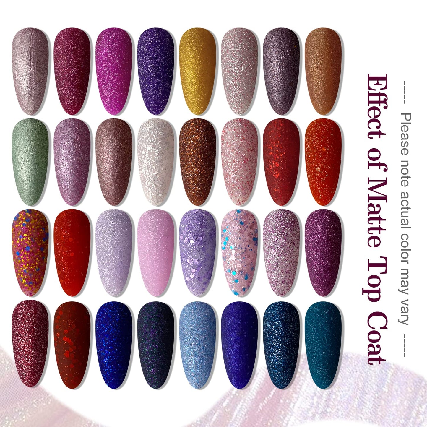 JODSONE Gel Nail Polish Kit 60 PCS with U V Light Soak off Base Top Coat 55 Shine Colors Gel Nail Kit Bright and Dark Brown Wine Red Series Manicure Set for Women and Girls
