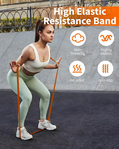 Fitense Resistance Bands Set - Pull Up Bands for Men Women, Exercise Bands Resistance with Door Anchor, Training Poster & Pouch for Body Stretching, Pull Up Assist