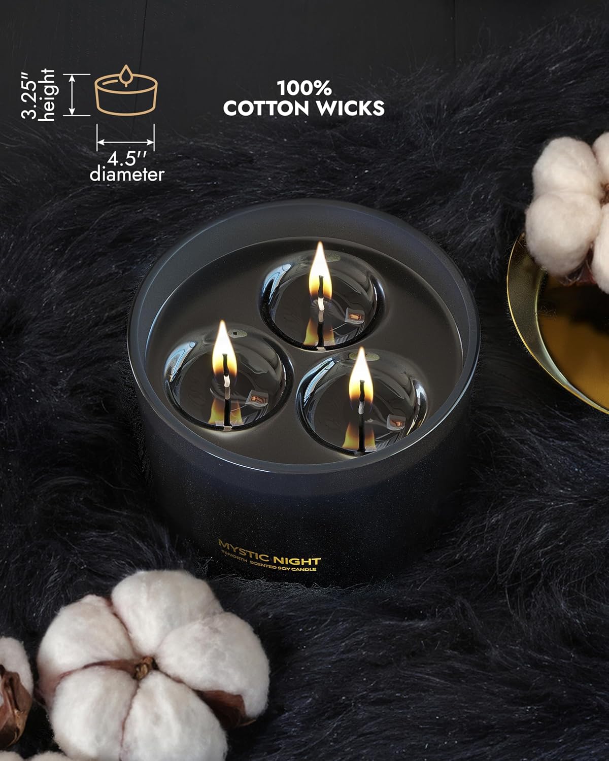 96NORTH Luxury Vanilla Soy Candles | Large 3 Wick Jar Candle | Up to 50 Hours Burning Time | 100% Natural Soy Wax | Relaxing Aromatherapy Aesthetic Candle | Housewarming Gift for Men and Women