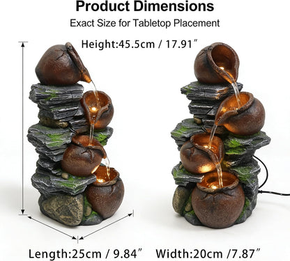 4-Tiered Outdoor Tabletop Water Fountain 17.9”
