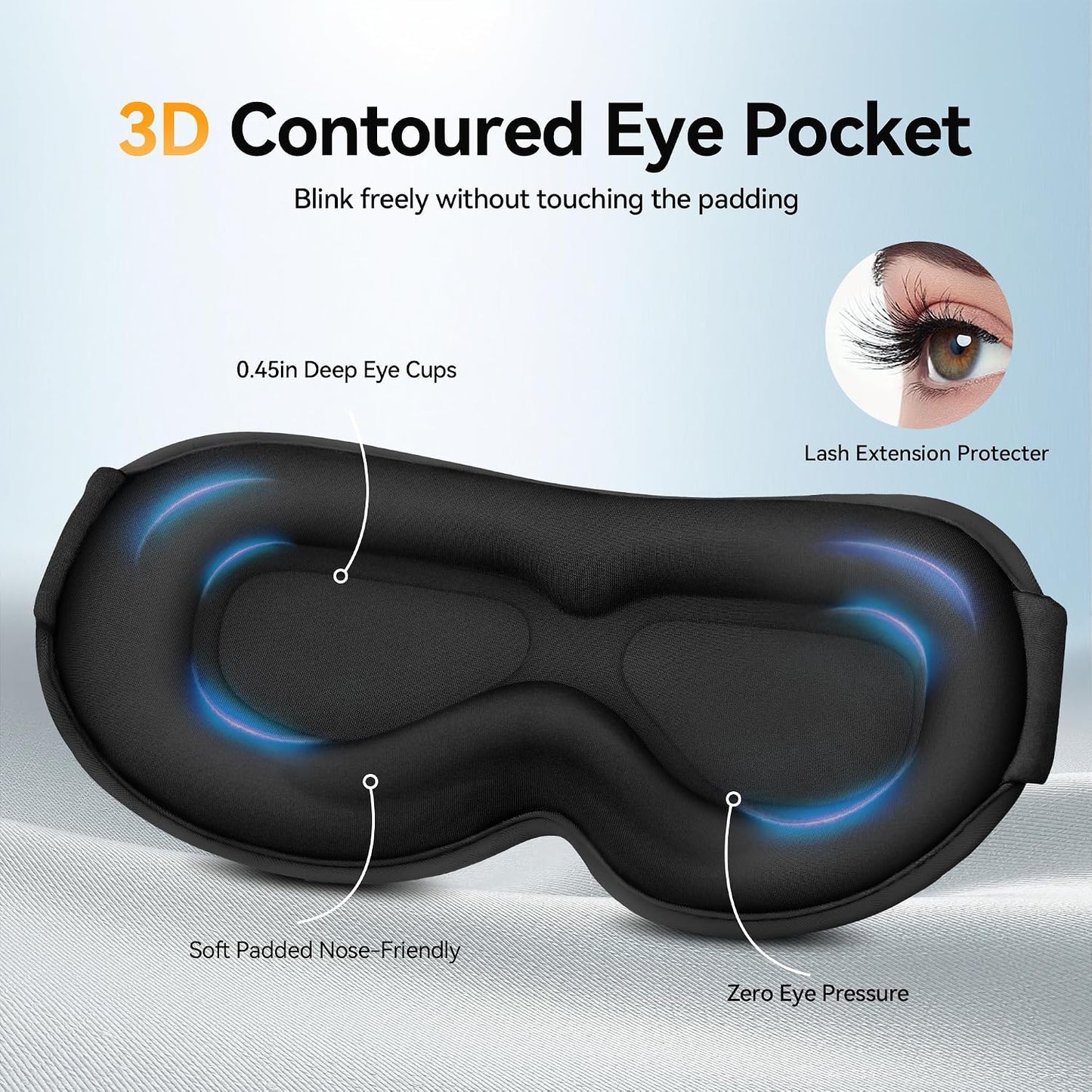 Weighted Eye Masks for Sleep: 3D Contoured Blackout Sleep Mask with Zero Eye Pressure, Eyelash Friendly Eye Mask for Women, Essentials for Airplane Travel, Night Shift Nurse, Office & Naps, Pink