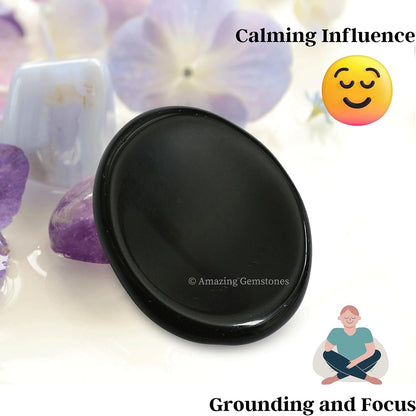 Amazing Gemstone Labradorite Thumb Worry Stone, Anxiety Stone, Healing Crystals - Piedra Crystal Fidget for Gift, Meditation, Calming, Relaxation, Stress Relief - Colors A