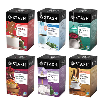 Stash Tea Soothing Herbal Tea 6 Flavor Variety Pack, 6 Boxes With 18-20 Tea Bags Each