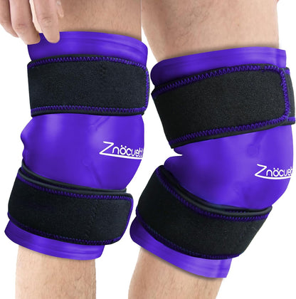 ZNÖCUETÖD Enhanced Knee Ice Pack Wrap 2 Pack for Pain Relief, Large Gel Ice Pack for Knee Leg Injuries Reusable with Cold Compression for Tendonitis, Arthritis, Swelling, Bruises, Surgery Recovery