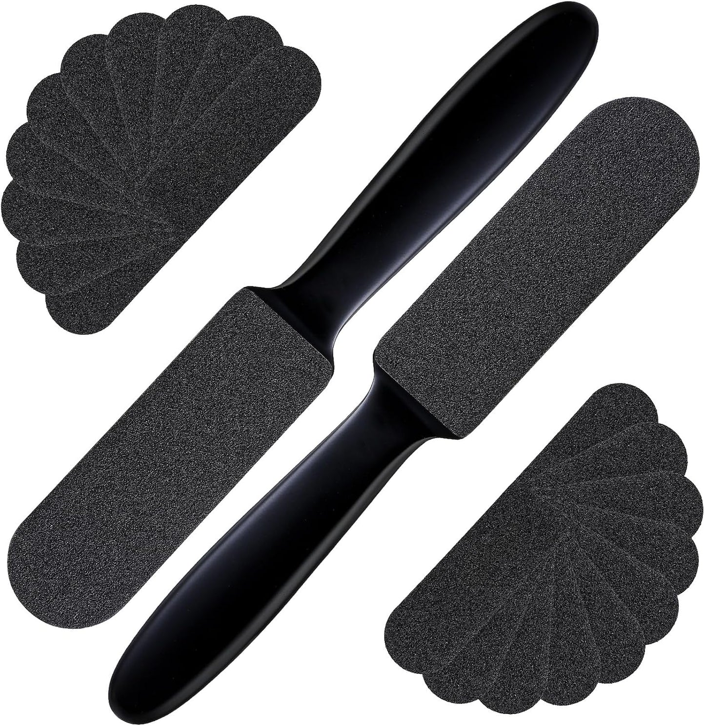 Mudder 2 Pieces Stainless Steel Pedicure Foot File Callus Remover Foot Scrubber Rasp with 20 Replaceable Coarse/Fine Double Side Reusable Pads for Care Cracked Skin Callus Remover Tool(Silver)