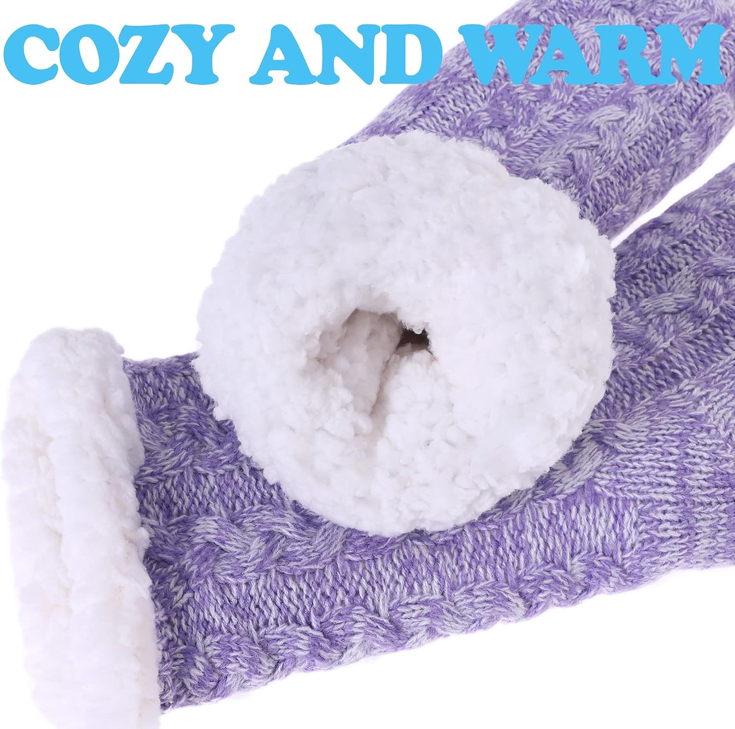 SDBING Women's Winter Super Soft Warm Cozy Fleece Lined Fuzzy Slipper Socks with Grippers