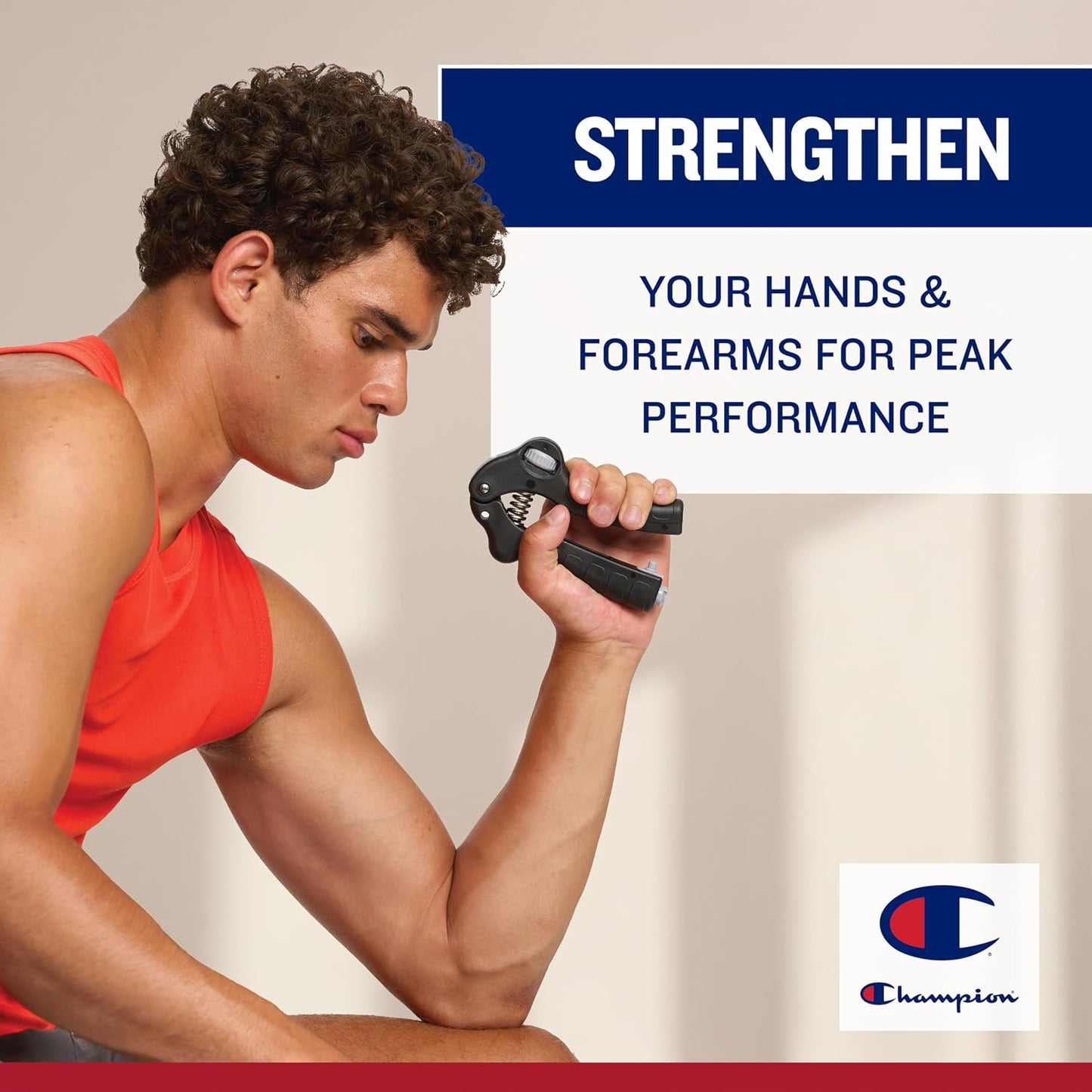 Champion 2-Pack Hand Grip Strengthener, Medium Resistance Grip Strength Trainer with Soft Foam Handles, Forearm and Wrist Trainer for Home Gym Workouts, Stress Relief and Daily Conditioning