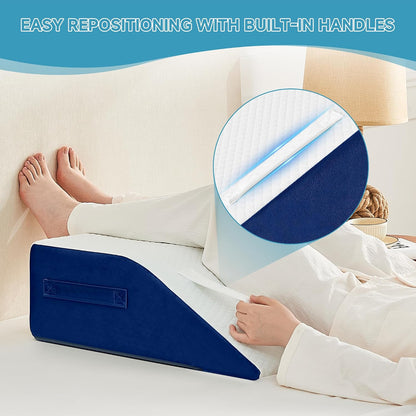 Yojoker 4PCS Orthopedic Bed Wedge Pillow Set for Sleeping, Post Surgery Foam Pillow for Body, Back and Leg Pain Relief, Triangle Adjustable Support Pillow - Acid Reflux, Anti Snoring & GERD Sleeping