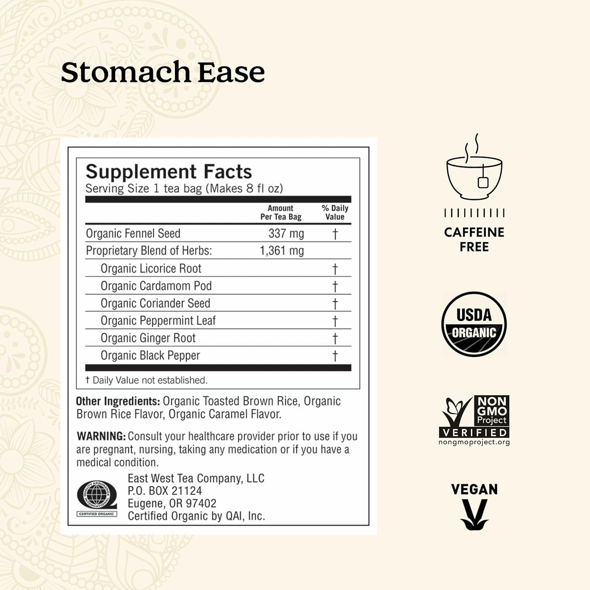Yogi Stomach Ease Tea, 16 Tea Bags (6 Pack)