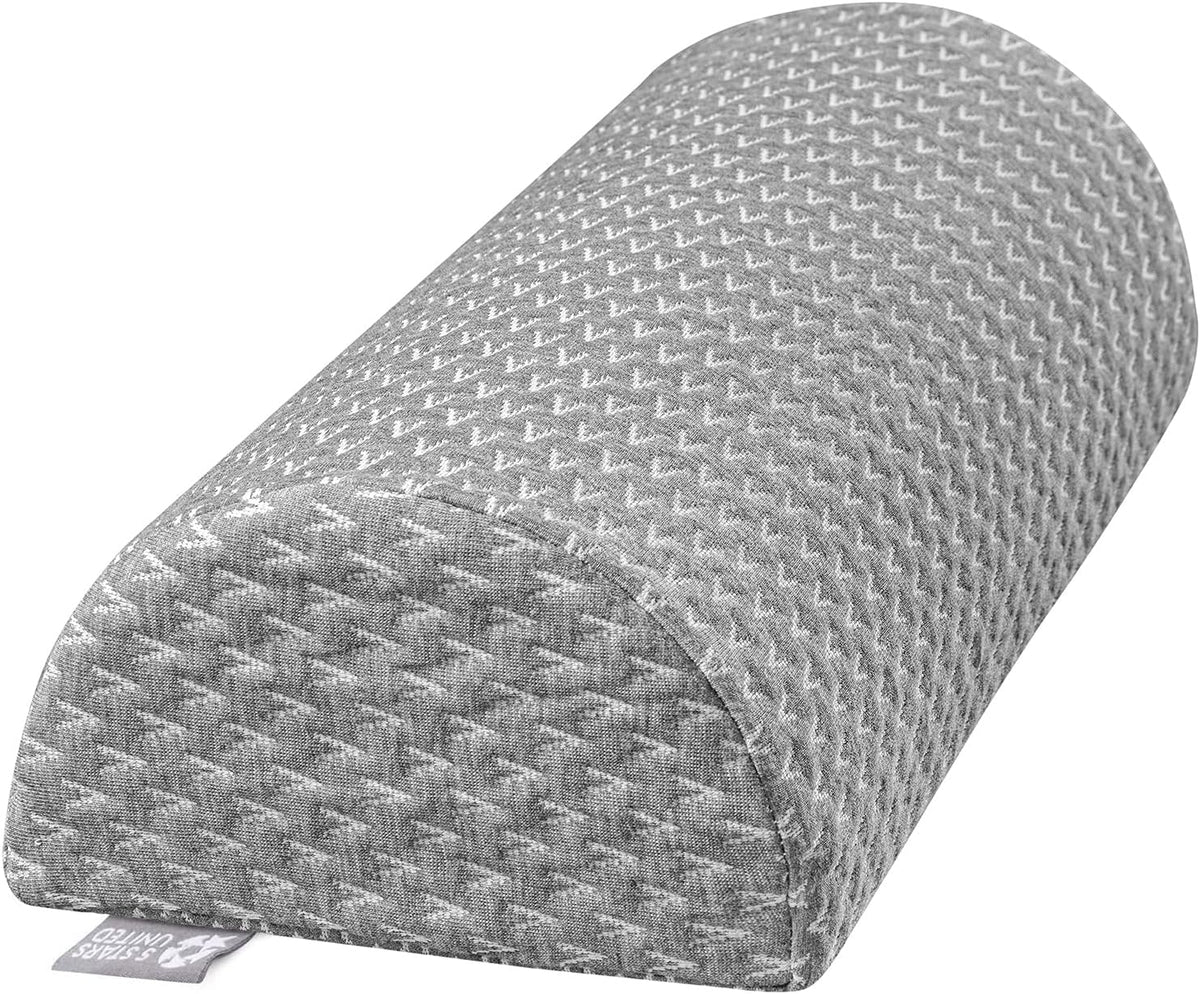 5 STARS UNITED Knee Pillow for Back Sleeping – Half Moon Bolster Pillow for Legs, Under Knee Pillow for Sleeping on Back, Memory Foam Leg Pillow for Back Pain, Gray