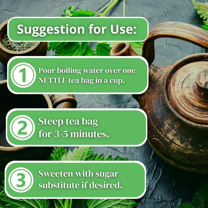 Hanan Nettle Tea - 25 Tea Bags of Stinging Nettle Leaf and Root - All-Natural Herbal Tea of Wild Nettles Leaves from Peru