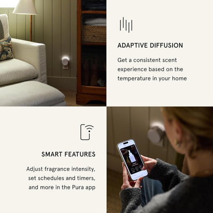 Pura Home 4 Fragrance Diffuser - Adjustable Home Diffuser with LED Light & Automatic Vial Detection - Wi-Fi Device for Personalized Home Scenting Experience - 2025 Version
