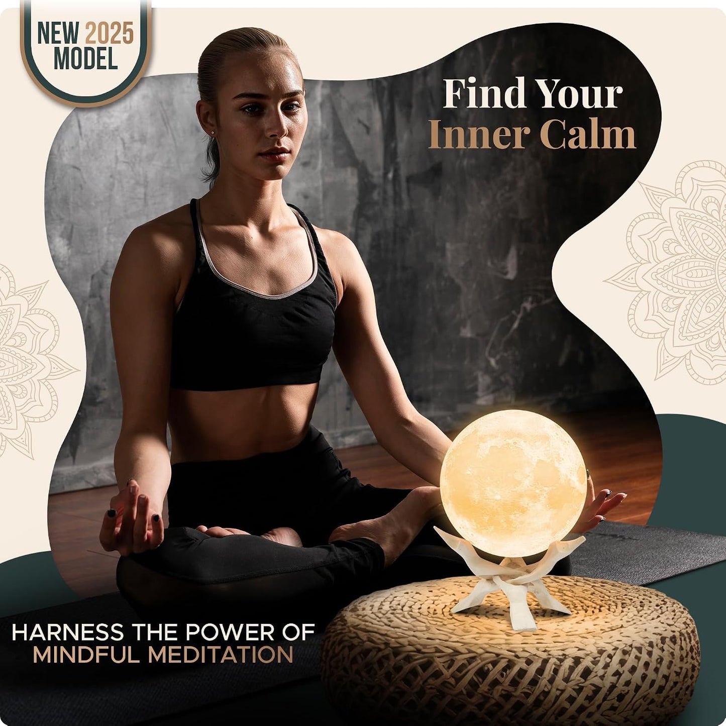 Mind-Glowing Zen Moon Lamp, Guided Breathing, Sleep Timer (5.5 inch)