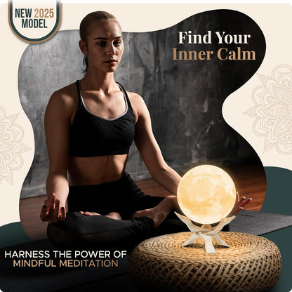 Mind-Glowing Zen Moon Lamp, Guided Breathing, Sleep Timer (5.5 inch)
