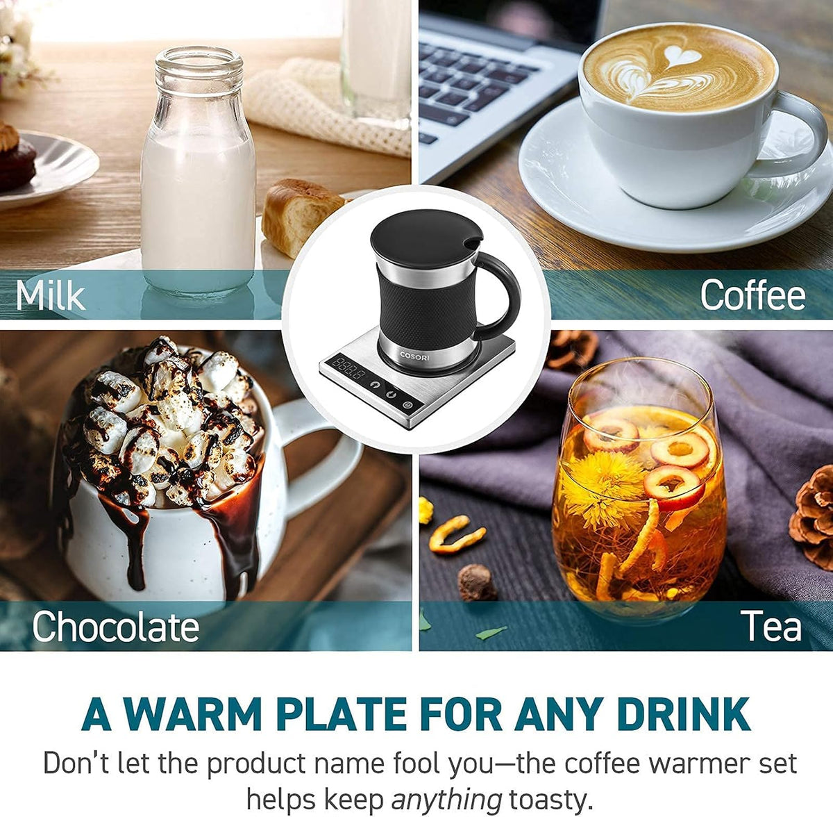 Cosori Coffee Mug Warmer & Mug Set, 1°F Precise Temperature Control