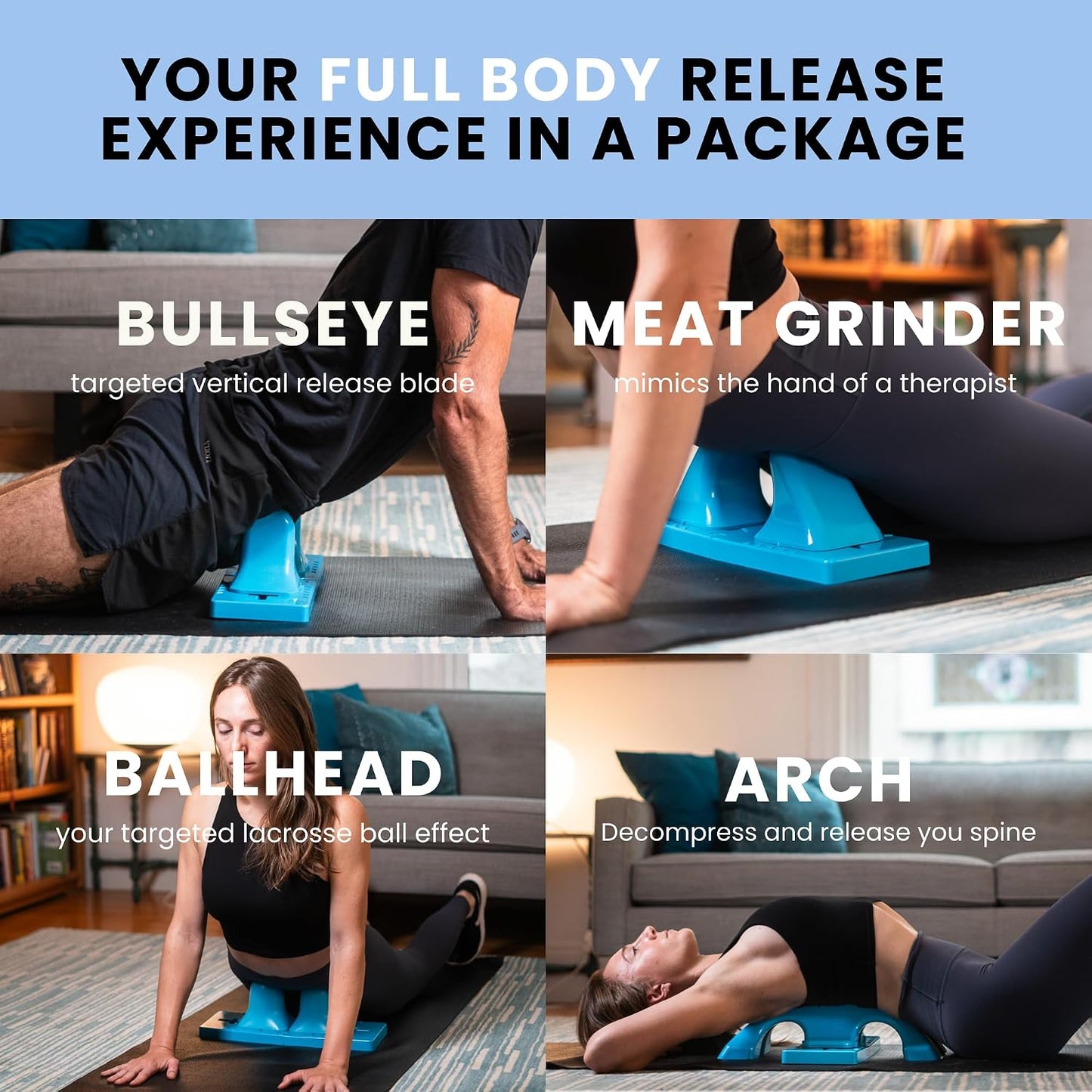 Thrival Arch Back Stretcher - Psoas Muscle Release Tool App for Hip Flexor, Back, Glute, Iliacus, and Neck - Spine Decompressor, Trigger Point, and Myofascial Release – Carbon Black
