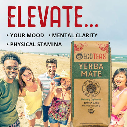 ECOTEAS Organic Yerba Mate Tea Bags Unsmoked 100 Count 8.8 oz Pack of 1
