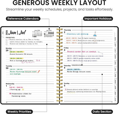 Planner 2026-2027, 8.5" x 11" Weekly and Monthly Academic Year Planner Calendar, July 2026 - June 2027, Hardcover Large School Planning Agenda With Tabs, Perfect for School & Office Supplies, A4, Green