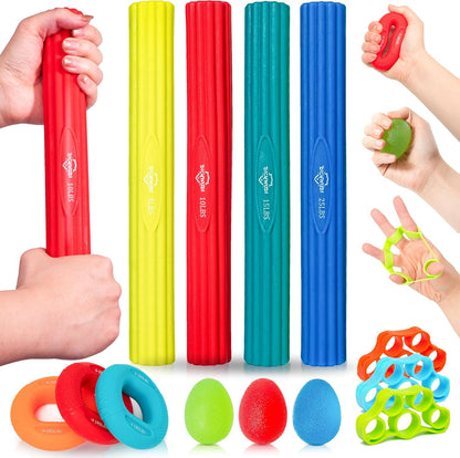 DICYWUDI Flex Therapy Bar and Grip Strength Trainers Set, Physical Therapy & Resistance Bar for Golfers Elbow,Tendinitis,Wrist,Forearms Pain, Improve Grip Strength and Relieve Pain