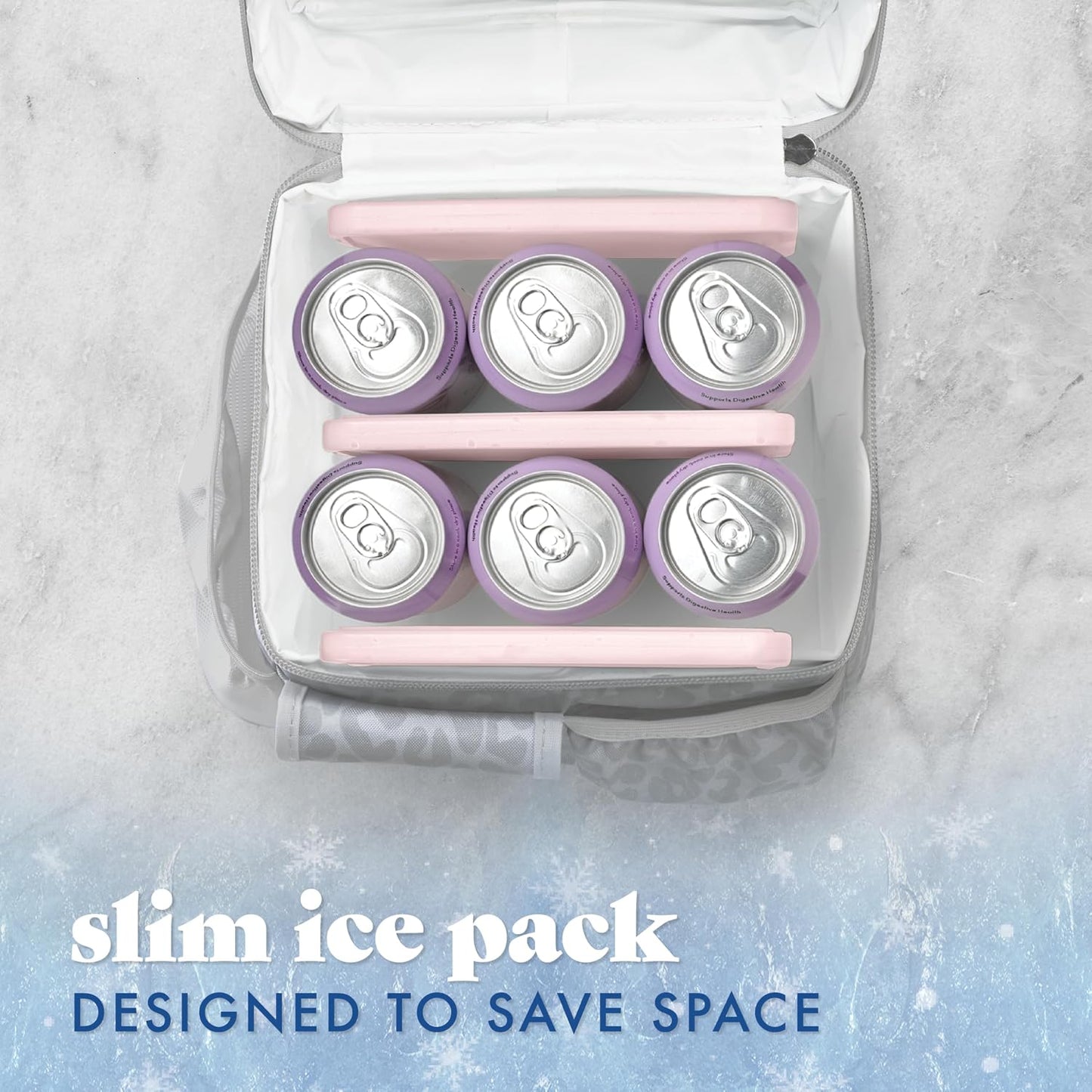 Cool Coolers by Fit & Fresh 4 Pack XL Slim Ice Packs, Quick Freeze Space Saving Reusable Ice Packs for Lunch Boxes or Coolers