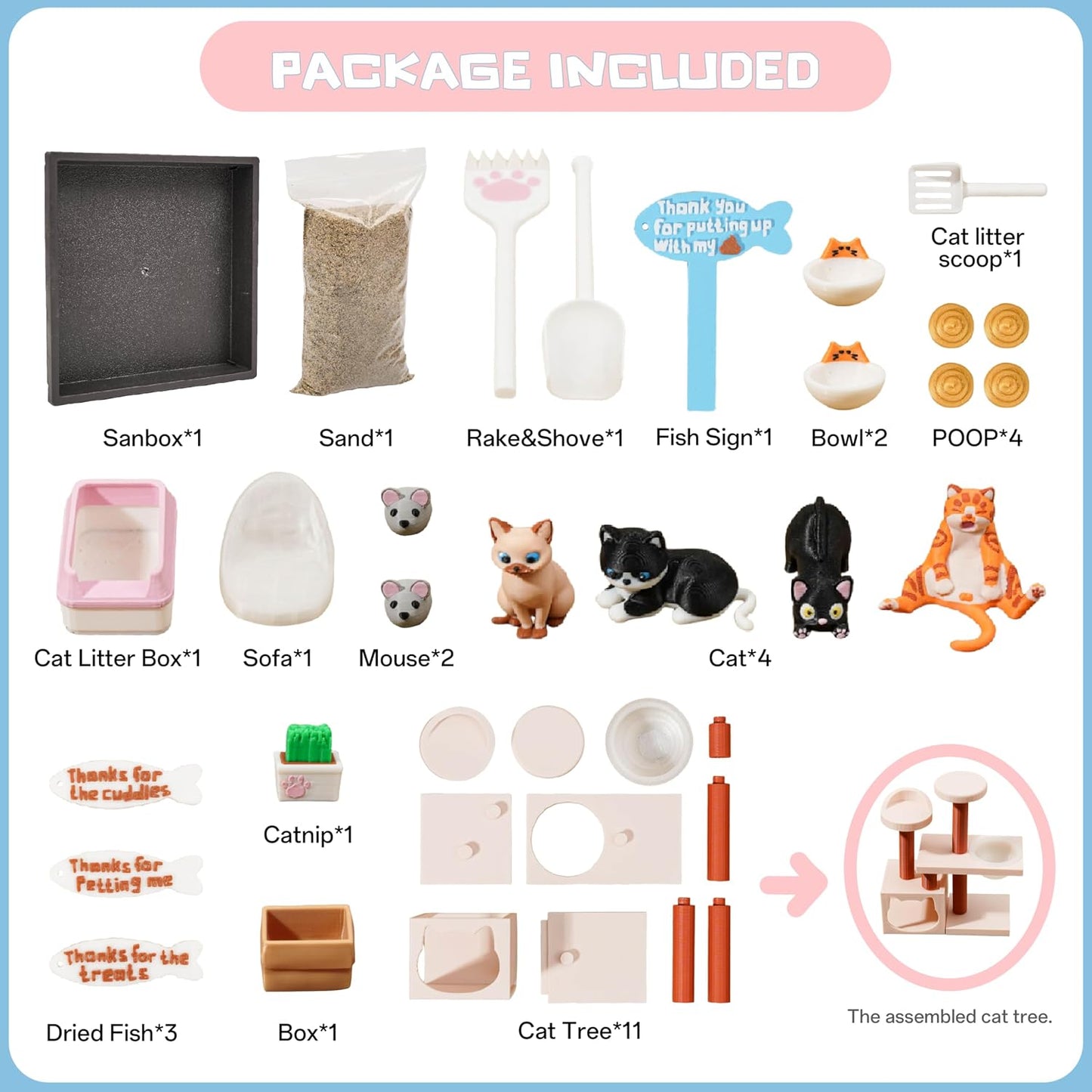 Tian Zhun Cat Lover Gifts for Women Adults Cat Mom Gifts Mini Zen Garden for Desk Cats Themed Gift Sand Tray Therapy Kit Sand Included