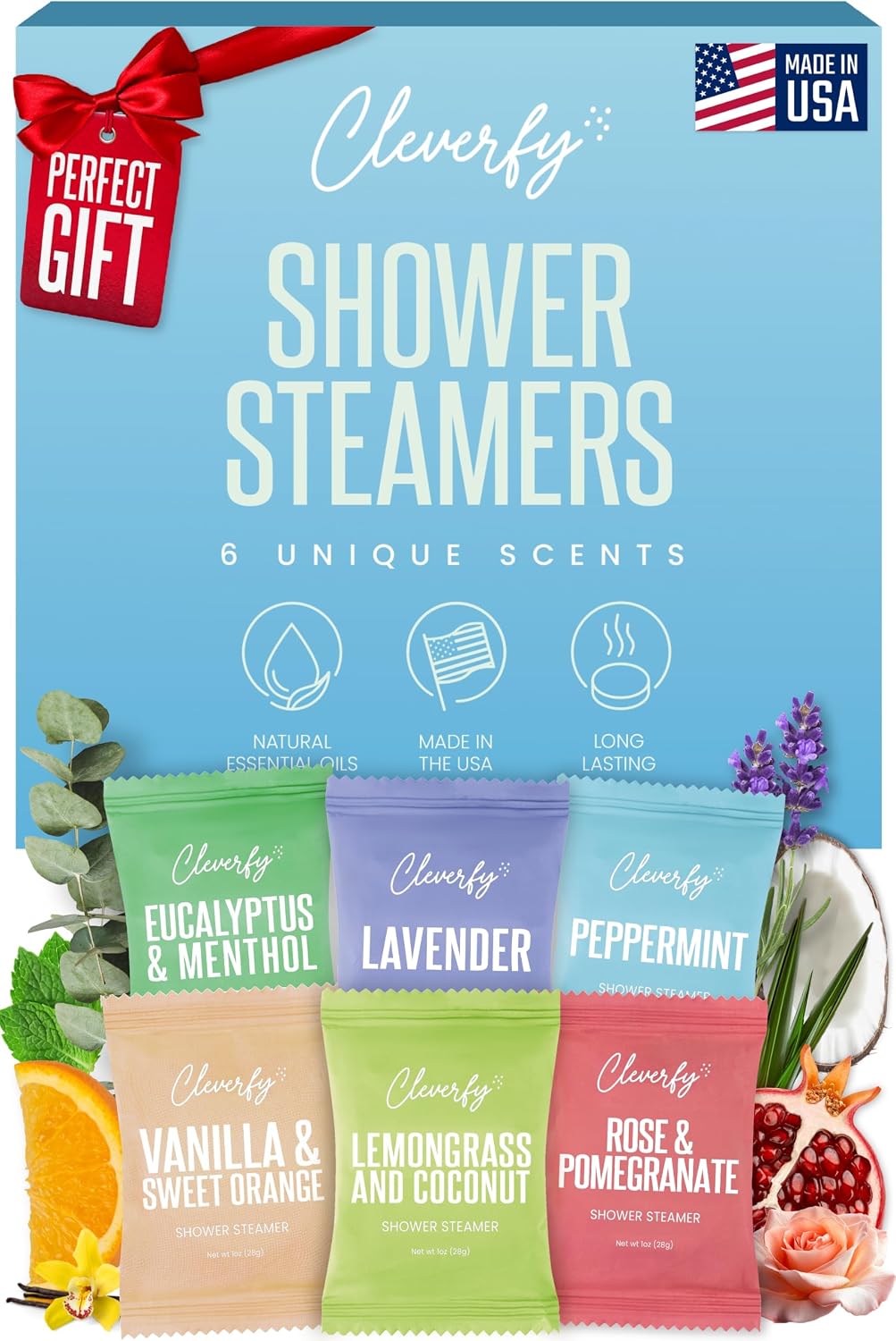 Cleverfy Shower Steamers Aromatherapy Gifts for Women and Men, 18 Tablets