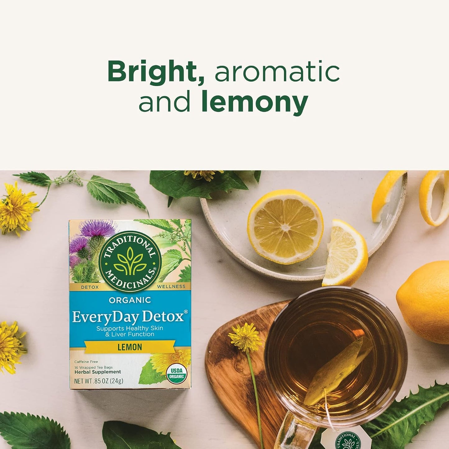 Traditional Medicinals Organic, Dandelion Leaf & Root - Dandelion Root Tea, Supports Normal Detox + Digestion - Kosher, Non-GMO, Caffeine-Free, Compostable - 96 Tea Bags (6 Packs of 16)