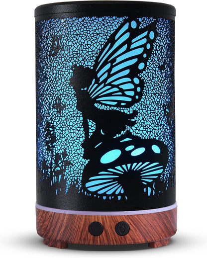 Essential Oil Diffuser, Ultrasonic Diffuser for Essential Oil, Cool Mist Humidifier Aromatherapy Diffuser with 7 Color Lighting Changing Modes, Waterless Auto Shut-Off for Home（Flower Fairy）