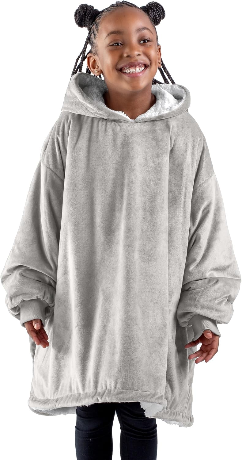Bare Home Wearable Blanket Hoodie - Soft Plush Sherpa - Warm and Cozy - Oversized Wearable Blanket