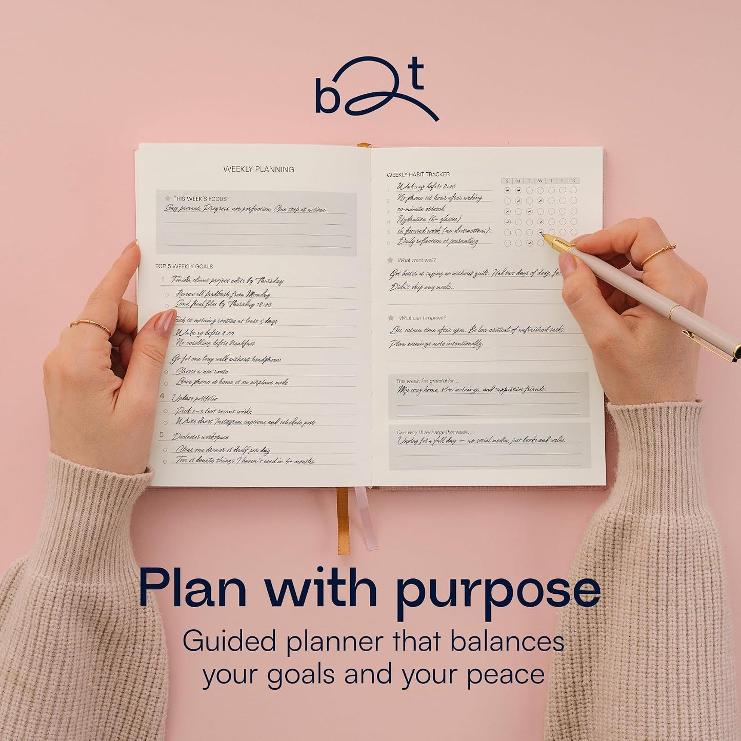 3-Month Productivity & Goal Planner 2026 - Undated Daily Monthly Weekly Planner for Women, Habit Tracker, Time Management & Mindfulness Journal, A5 To Do List Organizer