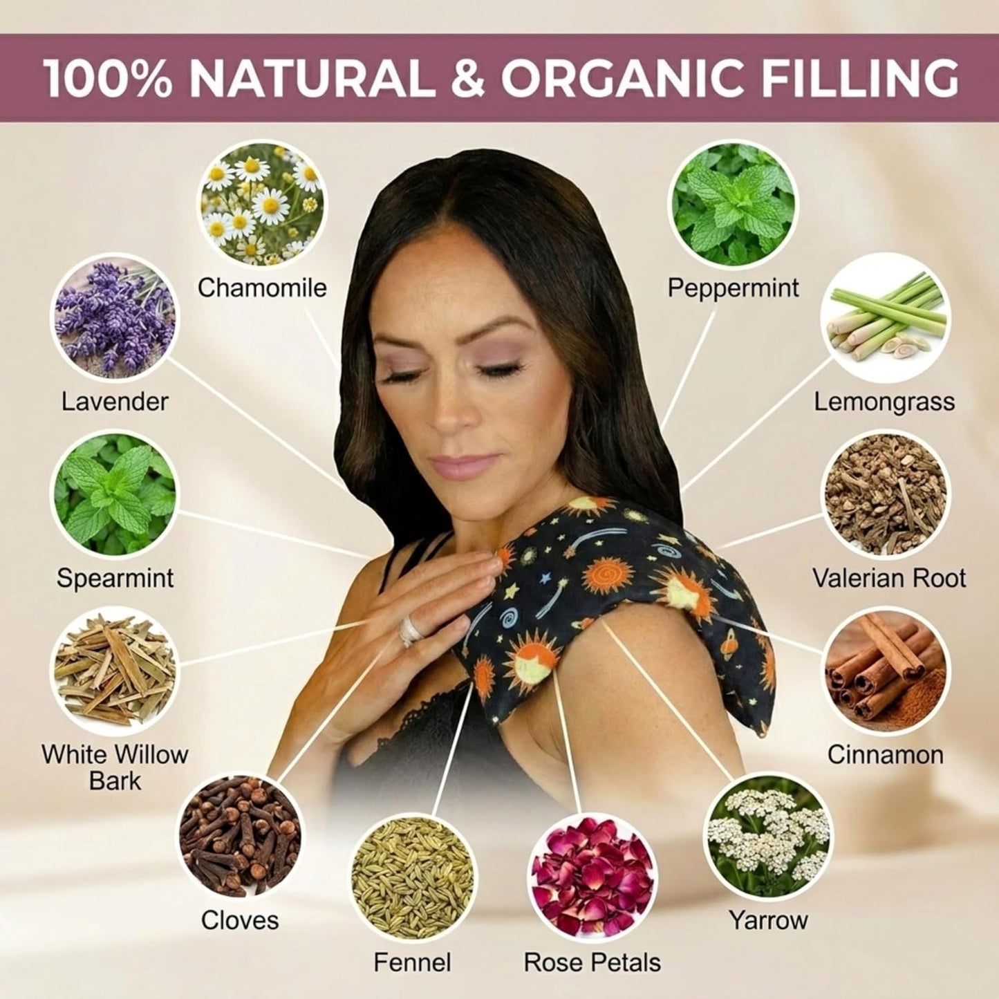 Nature's Approach Basic Herb Pack Rice Heating Pad Microwavable Reusable Heat Pack with Herbal Aromatherapy Fill, Freezer and Microwave Safe for Hot and Cold Therapy, Celestial Indigo