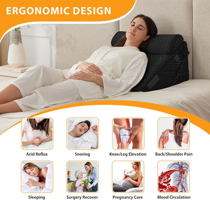 Ruqmuis Wedge Pillow Set for After Surgery, 3PCS Adjustable 9&12 Inch Bed Wedge Pillow for Sleeping, Incline Pillow Wedge for Headboard, Post Surgery, Acid Reflux, Neck&Back Support, White/Grey