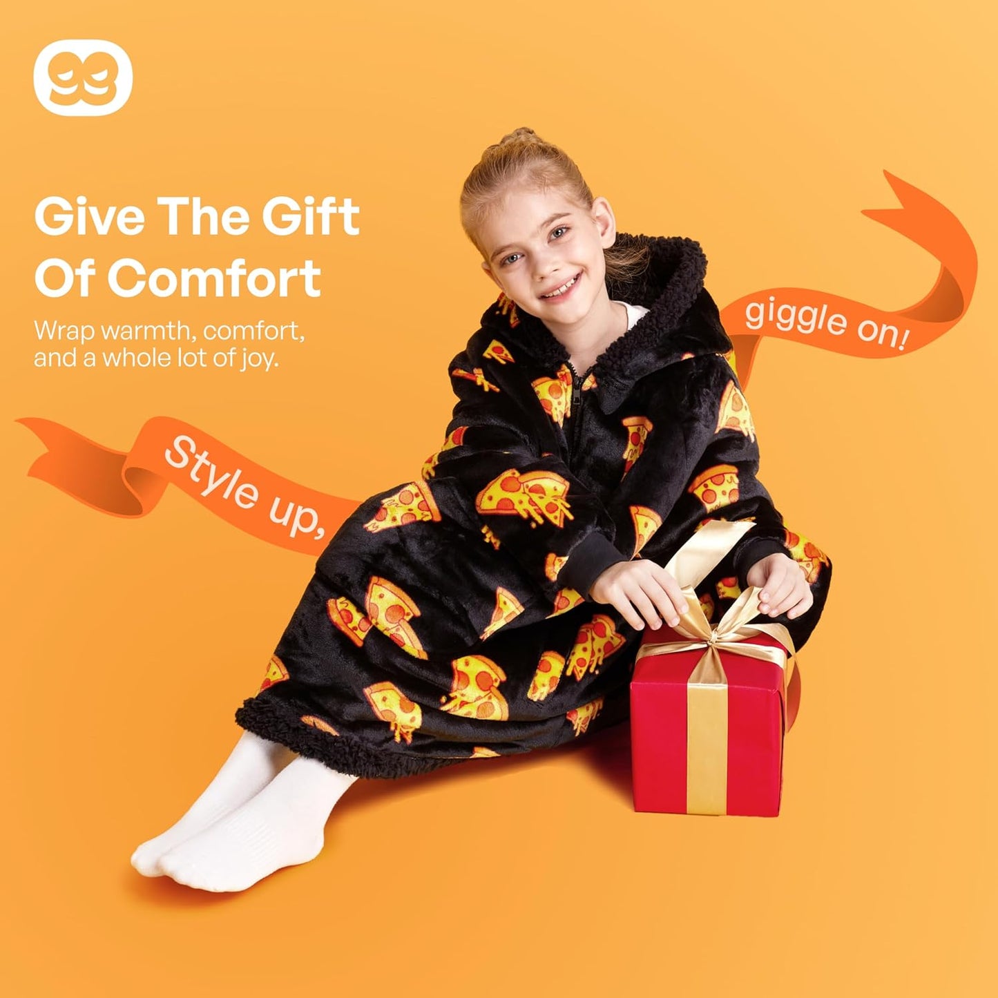 Giggling Getup Wearable Blanket Hoodie for Adults Gifts for Teen Girls Sister Women Sherpa Fleece Printed Hooded Blanket Sweatshirt Warm Cozy with Pocket & Sleeves Beige Cat