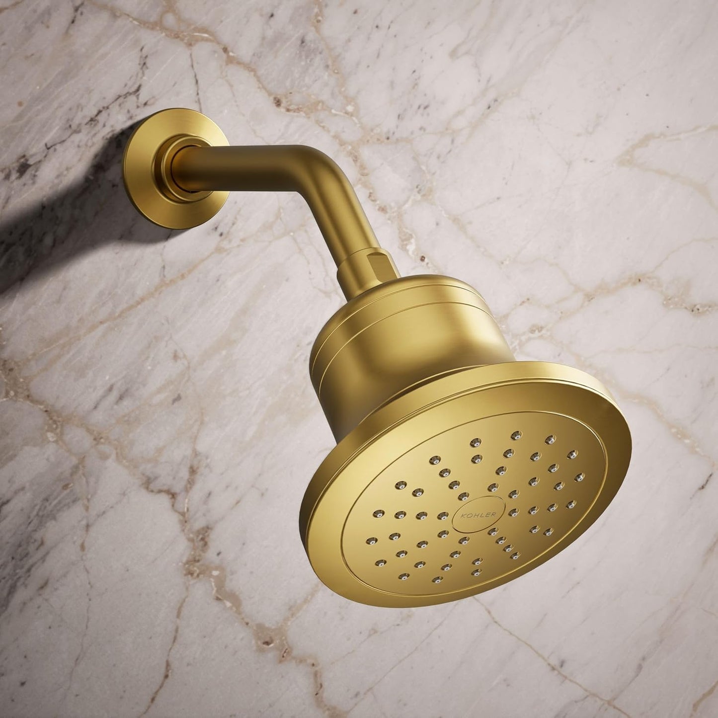 KOHLER 33631-Y-BN Cinq Round Single-Function Filtered Showerhead, Five-Layer Filtration, 2.5 GPM, Full Coverage Spray, Premium Durable Material, Vibrant Brushed Nickel