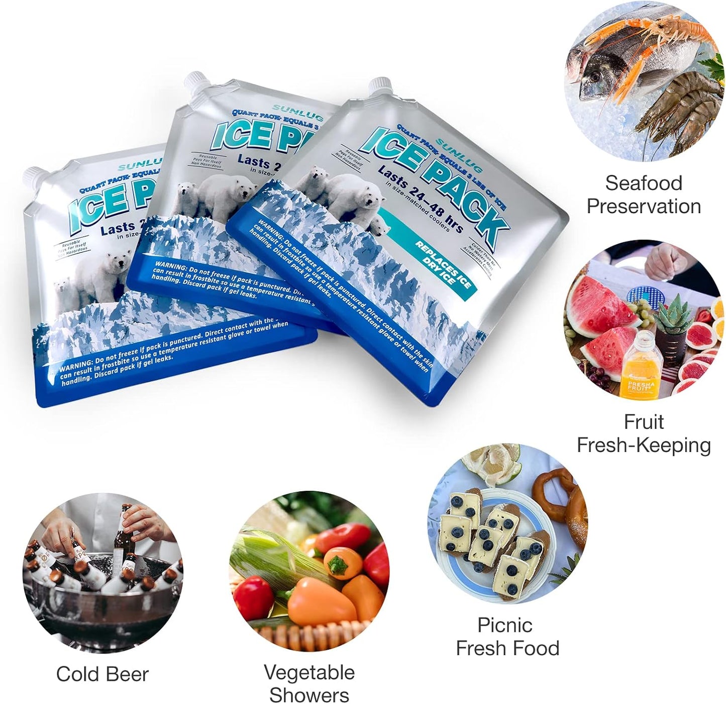 Cooler Ice Packs Reusable Ice Packs for Coolers Long Lasting Freezer Packs for Cooler Bag, Lunch Bags, Cooler Backpacks