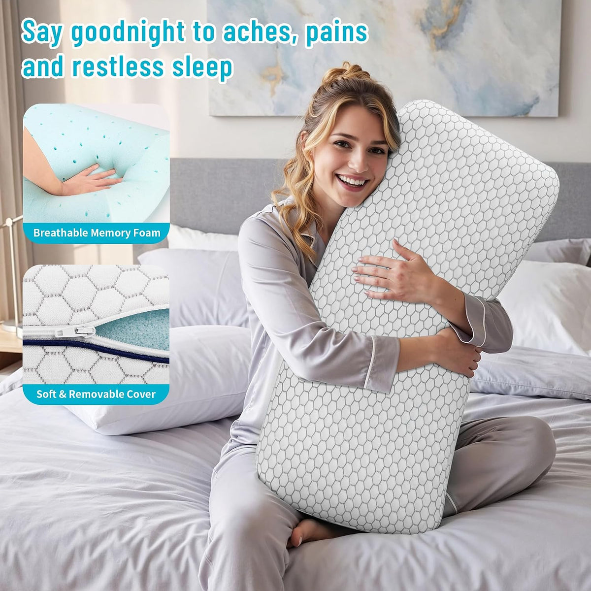 CushyOasis Memory Foam Pillows for Sleeping, Firm Bed Pillow, Standard Size