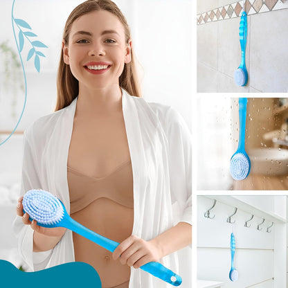 2 Pack Bath Body Brush Long Handle Back Shower Brush Exfoliating Back, Body, and Feet Scrubber Soft Nylon Bristles (Blue & Green)