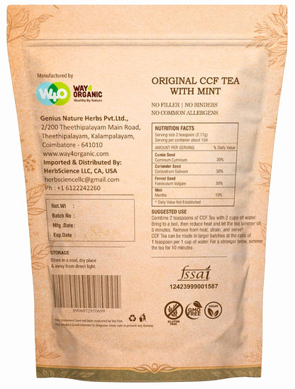 CCF Tea (Cumin, Coriander, Fennel) with Mint - Supports Natural Detoxification 8 Ounces (Pack of 1)
