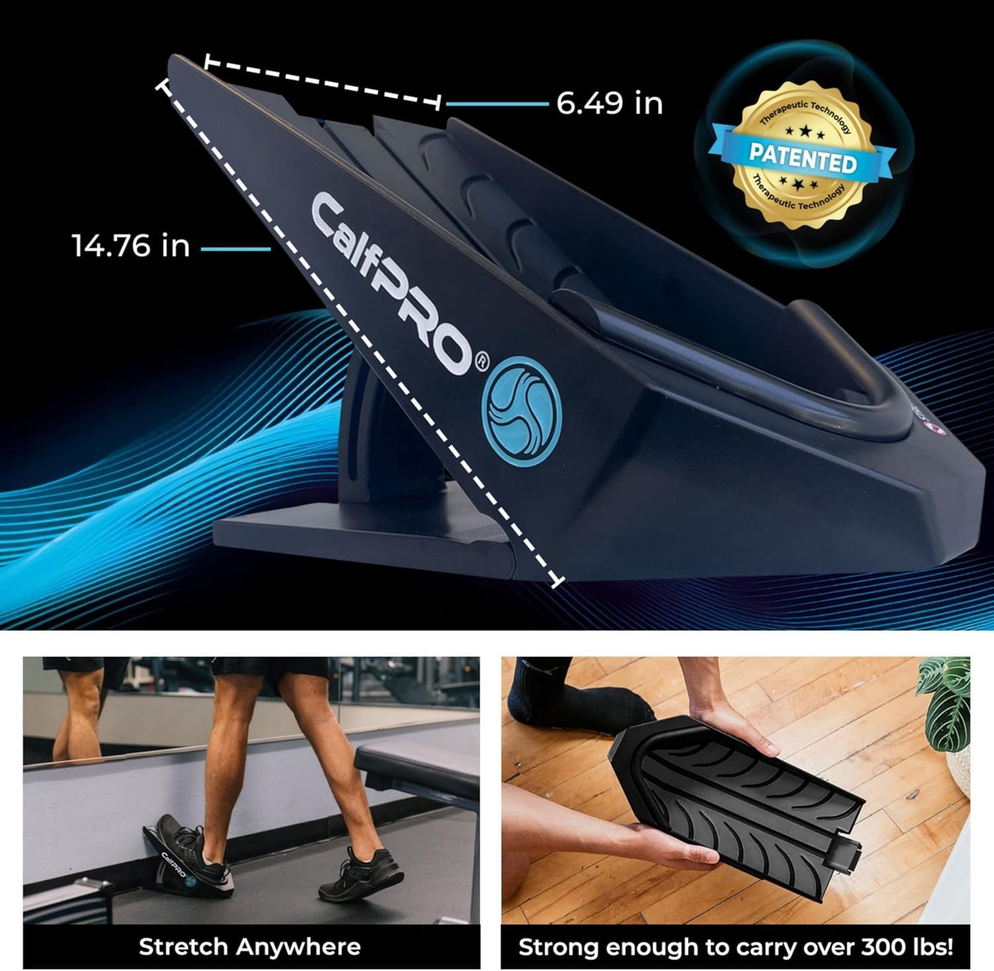CALFPRO Slant Board for Calf Stretching - Deep Calf Stretcher for Plantar Fasciitis & Achilles Tendonitis, Feet Mobility & Heel Pain Relief, Incline Wedge for Strained Ankle - Foot Rocker Replacement