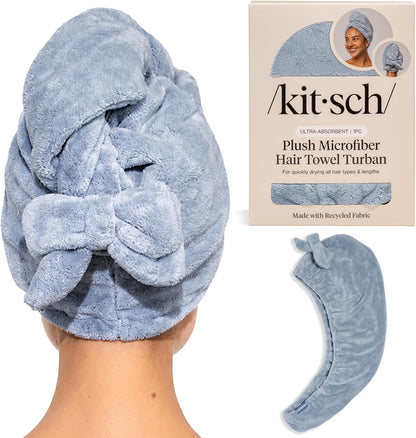 Kitsch Plush Microfiber Hair Towel Wrap for Women – Ultra Absorbent Microfiber Bath Towels for Wet, Curly, Long or Short Hair – Anti-Frizz Hair Wrap, Great Hair Care Gifts for Women