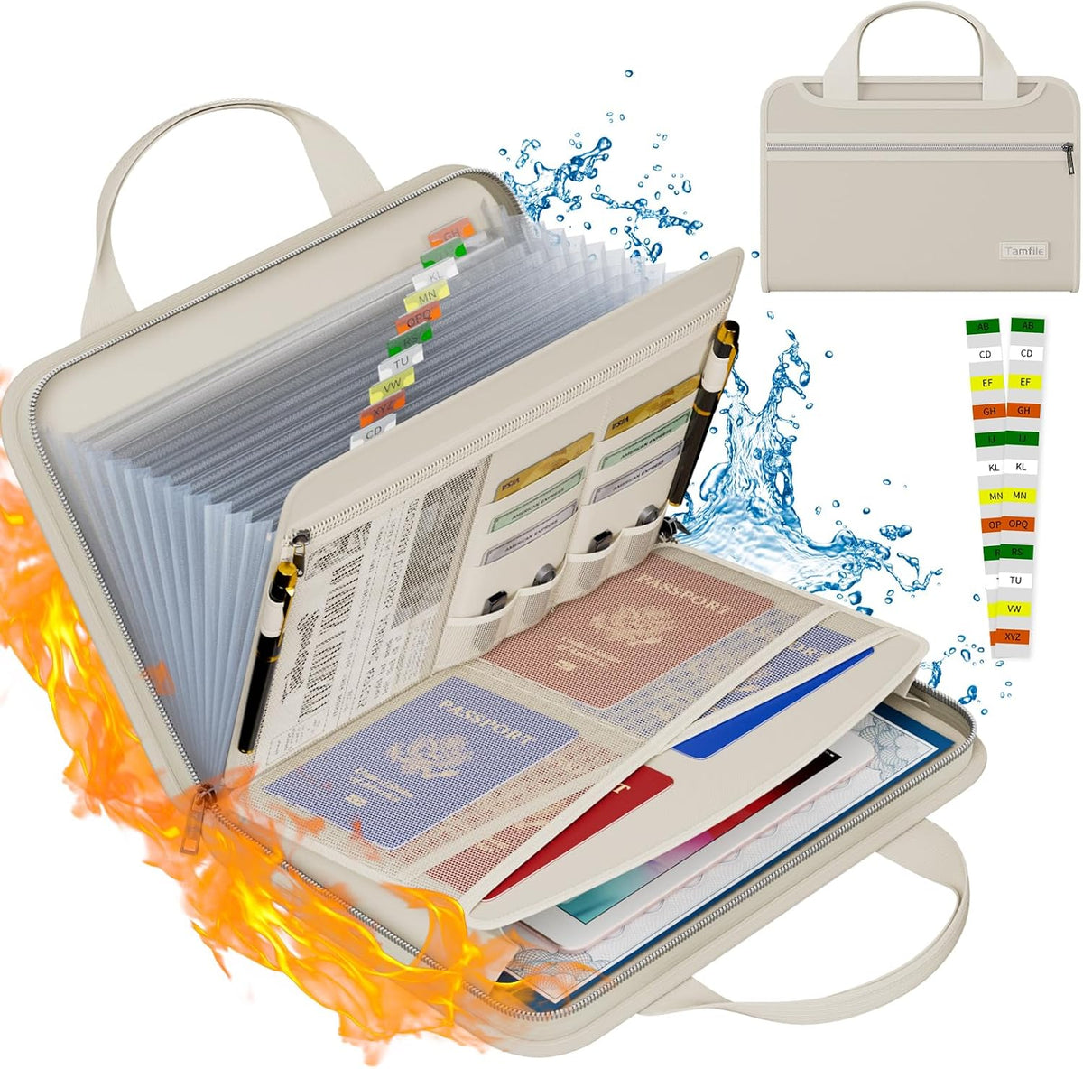 Tamfile Fireproof Accordion File Organizer, Expanding File Folder