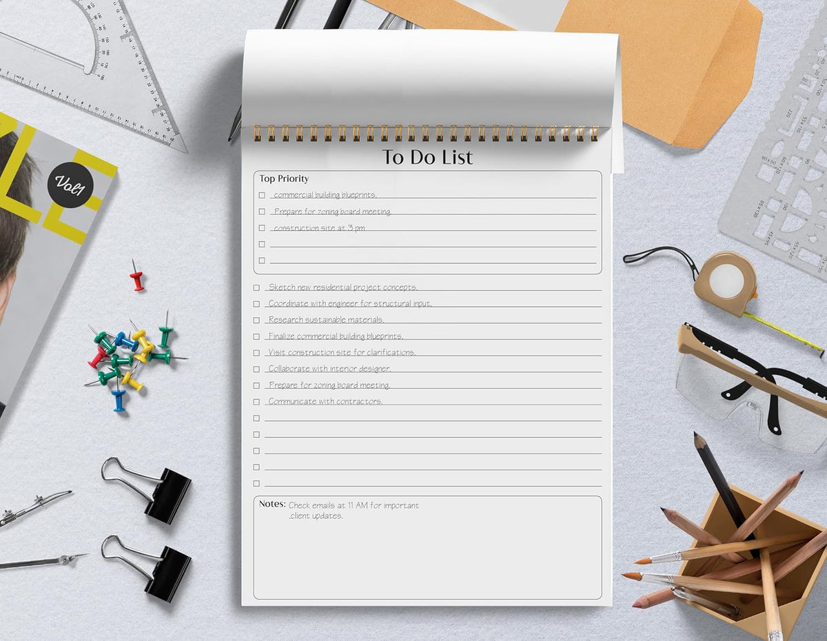 Better Office Products To Do List Notepad, 8.5" x 11", Planning Note Pad, 50 Sheets, Double Wire Spiral, Daily Agenda Productivity Checklist Organizer,(3 Pack)