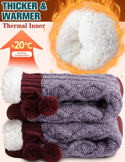 Welwoos Womens Slipper Fuzzy Grips Socks Fluffy Winter Warm Thick Thermal Cozy Plush Non Slip Cabin Soft Fleece Socks