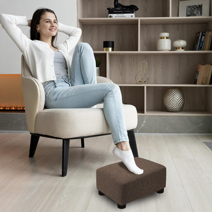 CAROLMADE Small Foot Stool Ottoman Footstool with Legs Under Desk Footrest for Living Room Bedroom and Office,Linen-Grey